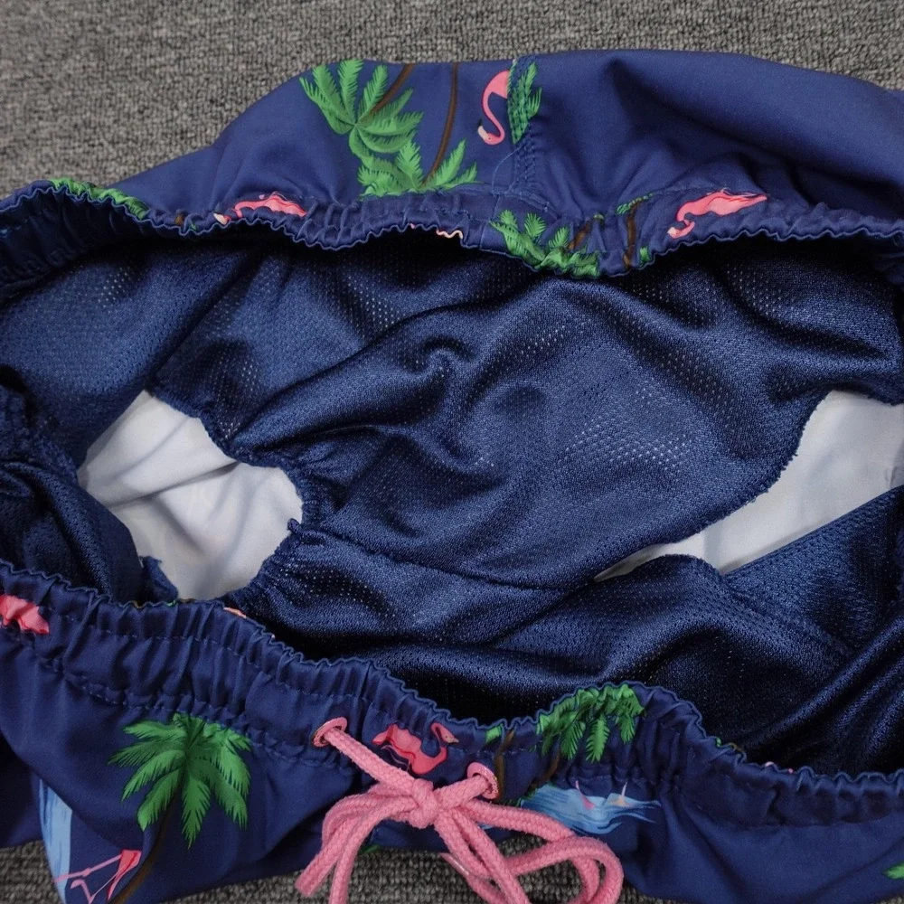 Sperry‎ Swim Shorts Mens Large Blue Flamingo Palm Tree Tropical Print Lined
